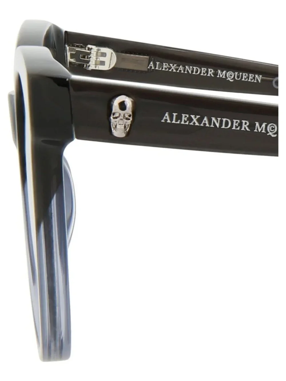 New Alexander McQueen Women's Sunglasses Cat Eye Acetate Frame Grey Grey Blue